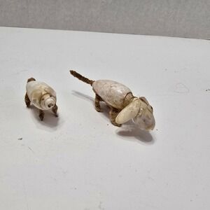 Handmade Vintage Sea shell Folk Art Dog Figurine Sculpture Kitsch MCM